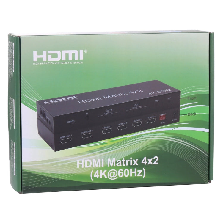 Bộ chuyển mạch / chia HDMI ma trận 4x2 với điều khiển từ xa, hỗ trợ ARC / MHL / 4Kx2K / 3D, 4 cổng vào HDMI, 2 cổng ra HDMI, hỗ trợ ARC / MHL / 4Kx2K / 3D