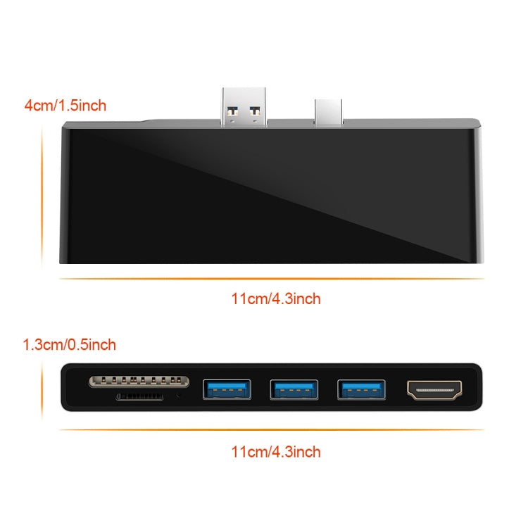 ROCKETEK SK-S5H HUB đọc thẻ nhớ 3 x USB 3.0 + HDMI + SD / TF, bộ chuyển đổi HDMI 4K, SK-S5H