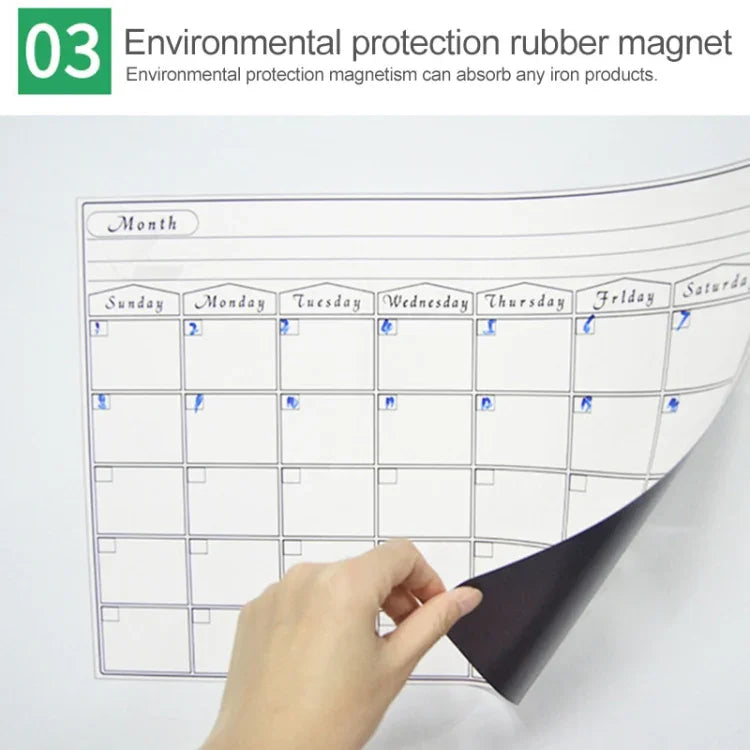 Nam châm tủ lạnh bảng kế hoạch tuần từ tính PET bảng trắng mềm, Kích thước: 29,7cm x 42cm, Kế hoạch tuần