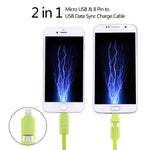HAWEEL Cáp sạc và đồng bộ dữ liệu 2 trong 1 Micro USB & 8 chân sang USB dài 1m, cáp 2 trong 1 với hai đầu nối