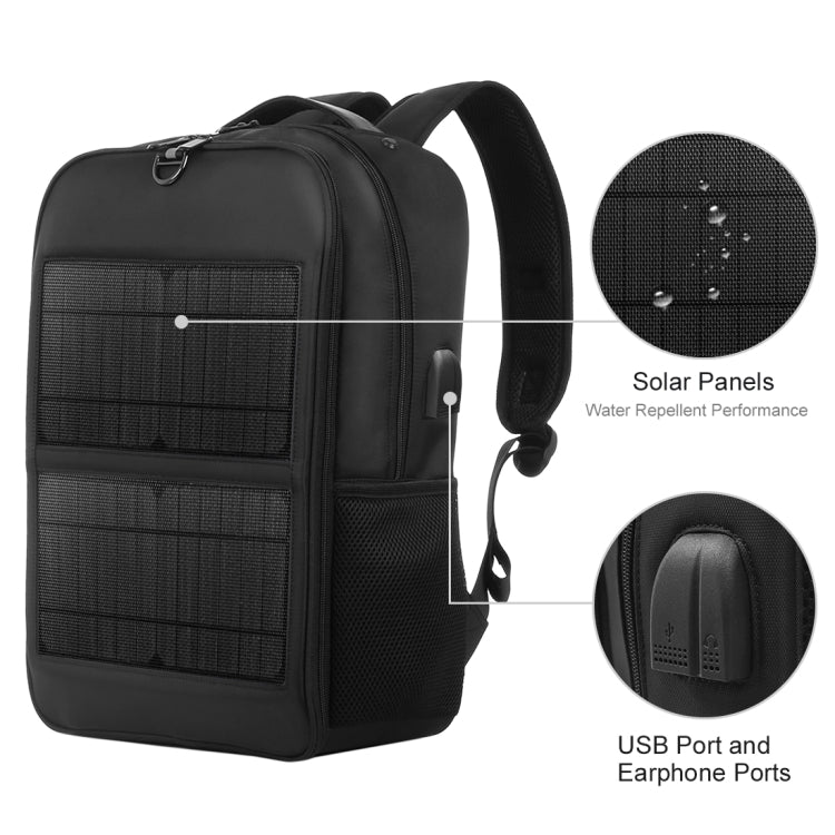 Balo đựng laptop có pin năng lượng mặt trời 14W HAWEEL, có tay cầm và cổng sạc USB 5V / 2.1A tối đa, balo 14W 2