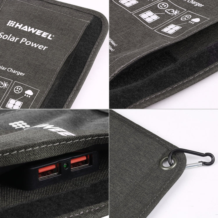 Bộ sạc pin năng lượng mặt trời gập HAWEEL 28W với 2 cổng USB 5V 3A tối đa, tấm pin 28W (B)