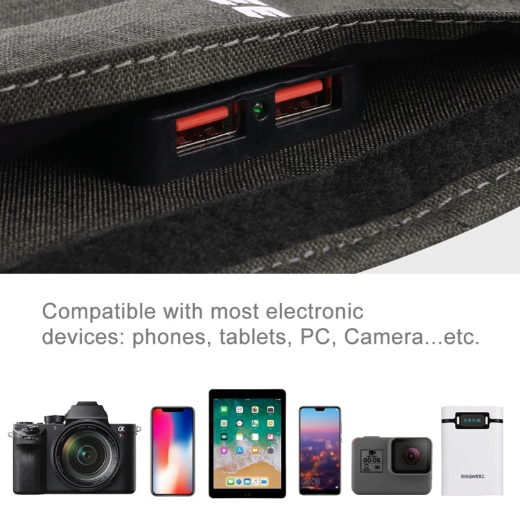 Bộ sạc pin năng lượng mặt trời gập HAWEEL 28W với 2 cổng USB 5V 3A tối đa, tấm pin 28W (B)