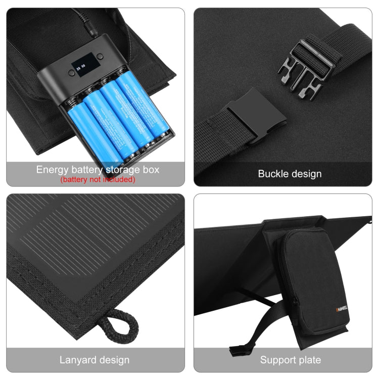 Sạc pin năng lượng mặt trời gập 3 tấm HAWEEL 18W với túi đựng, cổng USB kép 5V / 3.1A tối đa, hỗ trợ QC3.0 và AFC, 18W 3 tấm