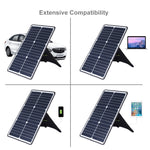 Sạc pin năng lượng mặt trời silicon đơn tinh thể di động HAWEEL 20W, có cổng USB, giá đỡ và kẹp hổ, hỗ trợ QC3.0 và AFC