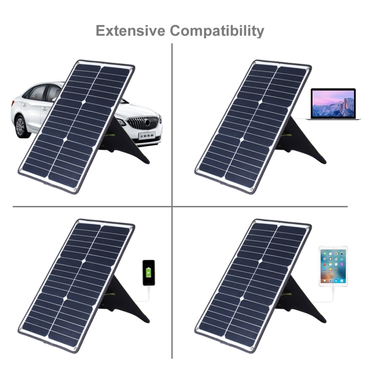 Sạc pin năng lượng mặt trời silicon đơn tinh thể di động HAWEEL 20W, có cổng USB, giá đỡ và kẹp hổ, hỗ trợ QC3.0 và AFC