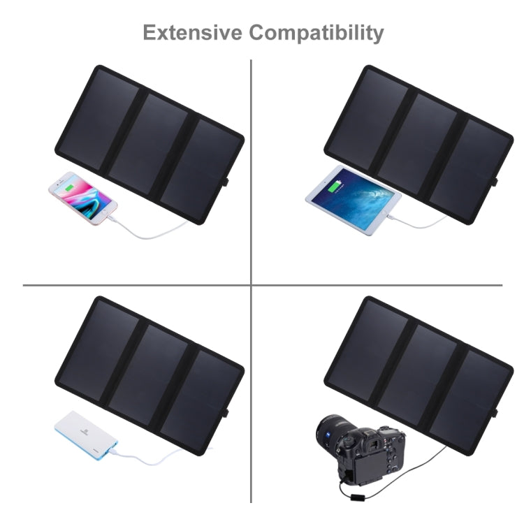 Sạc pin năng lượng mặt trời siêu mỏng gập 3 tấm HAWEEL 21W 5V / 3A với cổng USB kép, hỗ trợ QC3.0 và AFC, siêu mỏng 21W