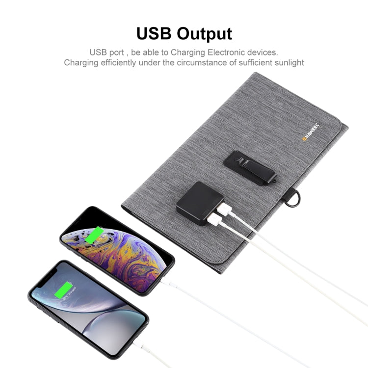 Sạc pin năng lượng mặt trời siêu mỏng gập 3 tấm HAWEEL 21W 5V / 3A với cổng USB kép, hỗ trợ QC3.0 và AFC, siêu mỏng 21W