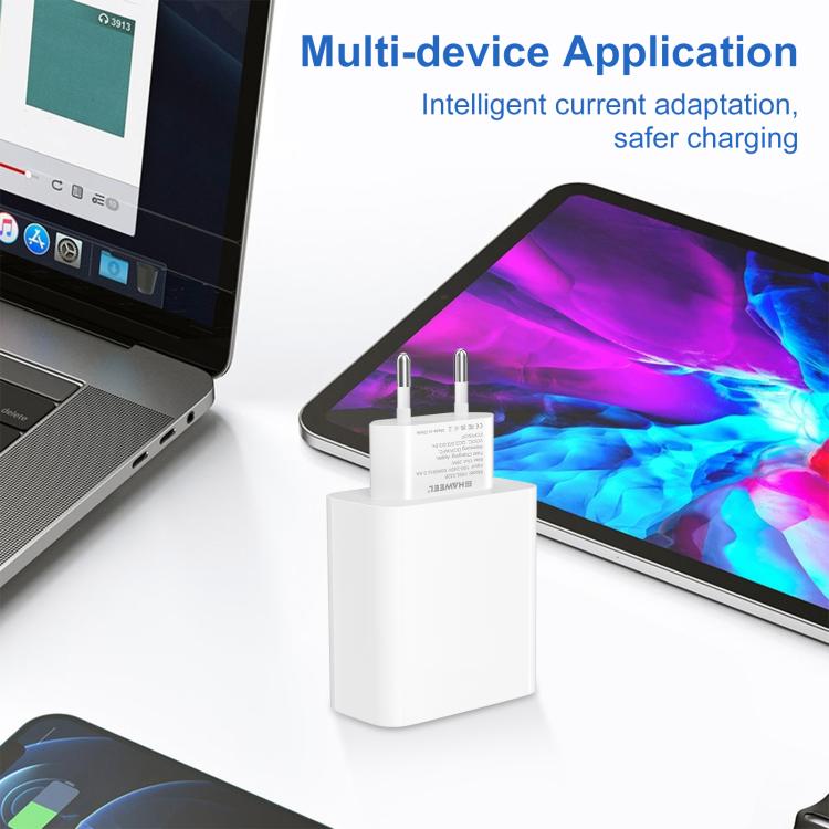 Bộ sạc nhanh hai cổng 20W HAWEEL, phích cắm EU