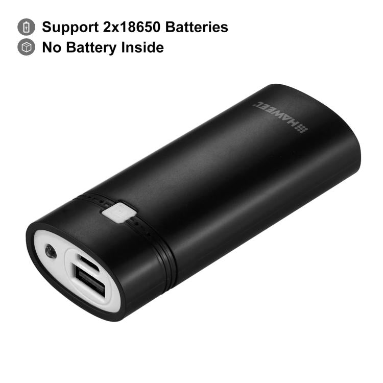 Vỏ pin sạc dự phòng DIY HAWEEL 2 pin 18650 (không kèm pin) 5600mAh có cổng USB & đèn báo, DIY 2 pin (đen), DIY 2 pin (trắng)