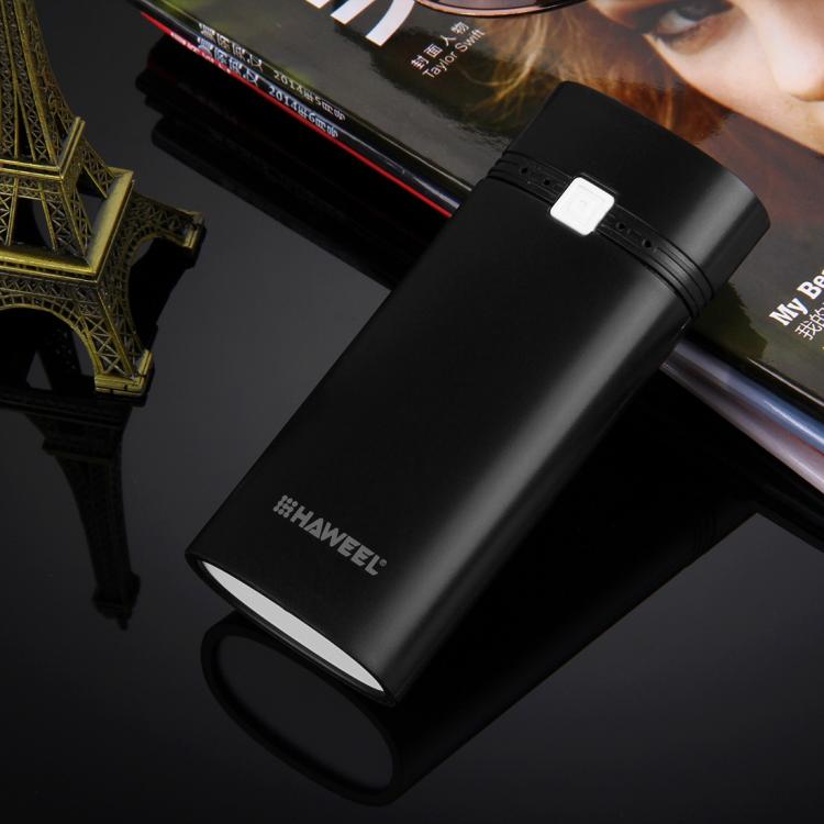 Vỏ pin sạc dự phòng DIY HAWEEL 2 pin 18650 (không kèm pin) 5600mAh có cổng USB & đèn báo, DIY 2 pin (đen), DIY 2 pin (trắng)
