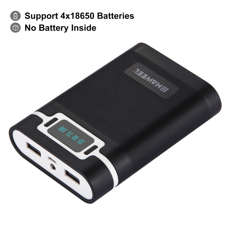 Vỏ pin sạc dự phòng DIY HAWEEL 4 pin 18650 (không kèm pin) 10000mAh có 2 cổng USB & màn hình cho iPhone, Galaxy, Sony, HTC, Google, Huawei, Xiaomi, Lenovo và các điện thoại thông minh khác, DIY 4 pin 18650 10000mAh (US)