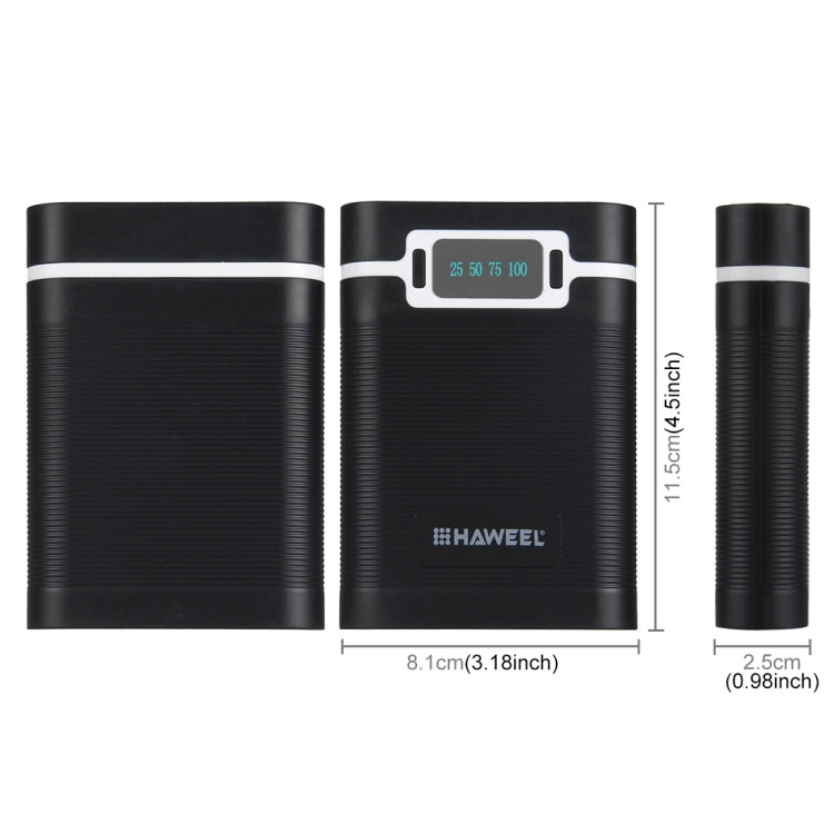 Vỏ pin sạc dự phòng DIY HAWEEL 4 pin 18650 (không kèm pin) 10000mAh có 2 cổng USB & màn hình cho iPhone, Galaxy, Sony, HTC, Google, Huawei, Xiaomi, Lenovo và các điện thoại thông minh khác, DIY 4 pin 18650 10000mAh (US)