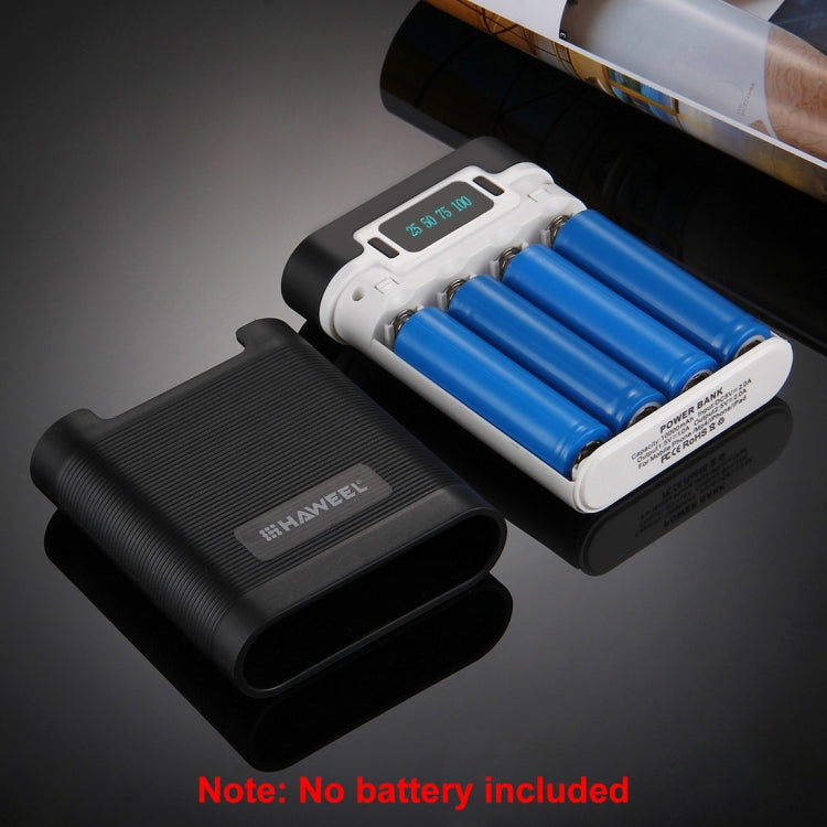 Vỏ pin sạc dự phòng DIY HAWEEL 4 pin 18650 (không kèm pin) 10000mAh có 2 cổng USB & màn hình cho iPhone, Galaxy, Sony, HTC, Google, Huawei, Xiaomi, Lenovo và các điện thoại thông minh khác, DIY 4 pin 18650 10000mAh (US)