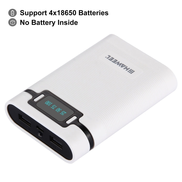 Vỏ pin sạc dự phòng DIY HAWEEL 4 pin 18650 (không kèm pin) 10000mAh có 2 cổng USB & màn hình cho iPhone, Galaxy, Sony, HTC, Google, Huawei, Xiaomi, Lenovo và các điện thoại thông minh khác, DIY 4 pin 18650 10000mAh (US)