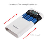 Vỏ pin sạc dự phòng DIY HAWEEL 4 pin 18650 (không kèm pin) 10000mAh có 2 cổng USB & màn hình cho iPhone, Galaxy, Sony, HTC, Google, Huawei, Xiaomi, Lenovo và các điện thoại thông minh khác, DIY 4 pin 18650 10000mAh (US)