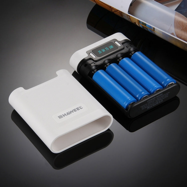 Vỏ pin sạc dự phòng DIY HAWEEL 4 pin 18650 (không kèm pin) 10000mAh có 2 cổng USB & màn hình cho iPhone, Galaxy, Sony, HTC, Google, Huawei, Xiaomi, Lenovo và các điện thoại thông minh khác, DIY 4 pin 18650 10000mAh (US)