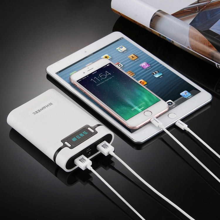 Vỏ pin sạc dự phòng DIY HAWEEL 4 pin 18650 (không kèm pin) 10000mAh có 2 cổng USB & màn hình cho iPhone, Galaxy, Sony, HTC, Google, Huawei, Xiaomi, Lenovo và các điện thoại thông minh khác, DIY 4 pin 18650 10000mAh (US)