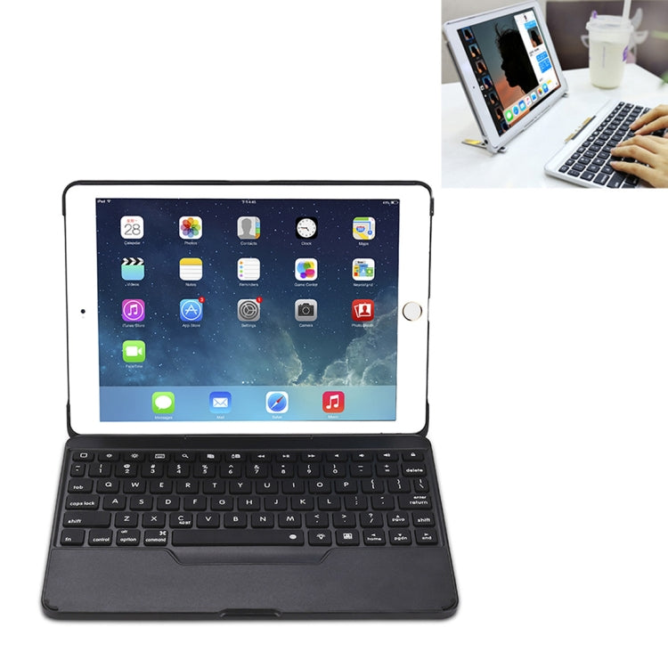 Bao da máy tính bảng bàn phím Bluetooth không dây F611 có thể tháo rời với đèn nền màu sắc, mặt sau bằng nhôm cho iPad Air 2 / 9.7 (2018) / 9.7 inch (2017) / Air / Pro 9.7 inch