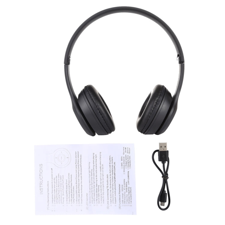 Tai nghe Bluetooth không dây gập P47 với jack âm thanh 3.5mm, hỗ trợ MP3 / gọi, P47 Đen, P47 Xanh dương, P47 Đỏ, P47 Trắng, P47 Xanh lá