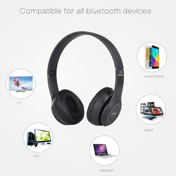 Tai nghe Bluetooth không dây gập P47 với jack âm thanh 3.5mm, hỗ trợ MP3 / gọi, P47 Đen, P47 Xanh dương, P47 Đỏ, P47 Trắng, P47 Xanh lá