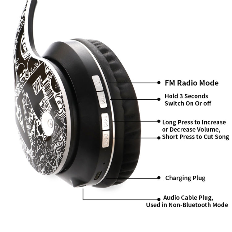 Tai nghe Bluetooth không dây V5.0 họa tiết graffiti B1