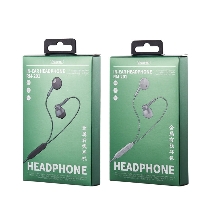 Tai nghe nhạc stereo kim loại nhét tai REMAX RM-201 có điều khiển dây + MIC, hỗ trợ rảnh tay