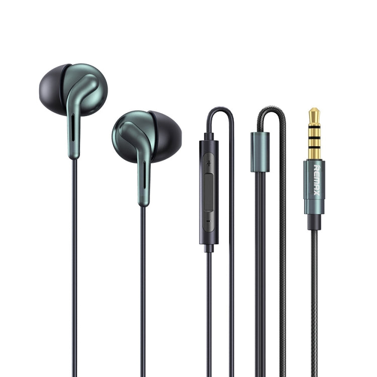 Tai nghe nhạc stereo kim loại nhét tai REMAX RM-595 đầu cắm 3.5mm mạ vàng, tác động kép, có điều khiển dây + MIC, hỗ trợ rảnh tay