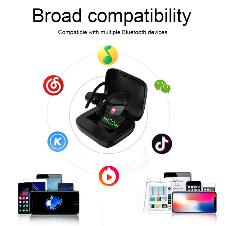 Tai nghe thể thao Bluetooth gắn tai không dây Q83 với hộp sạc, hỗ trợ hiển thị pin LED ba màn hình & pin dự phòng, Q83