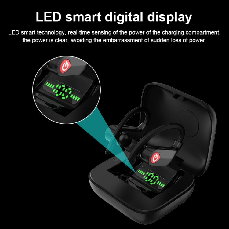 Tai nghe thể thao Bluetooth gắn tai không dây Q83 với hộp sạc, hỗ trợ hiển thị pin LED ba màn hình & pin dự phòng, Q83