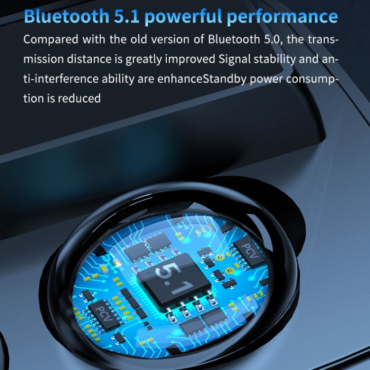 Tai nghe Bluetooth không dây M9 Bluetooth 5.1 TWS màn hình kỹ thuật số gương kèm hộp sạc đèn pin, hỗ trợ cảm ứng & Siri & hiển thị pin, M9 (Đen)
