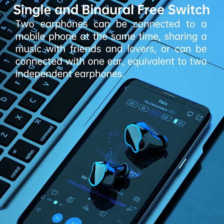 Tai nghe Bluetooth không dây M9 Bluetooth 5.1 TWS màn hình kỹ thuật số gương kèm hộp sạc đèn pin, hỗ trợ cảm ứng & Siri & hiển thị pin, M9 (Đen)