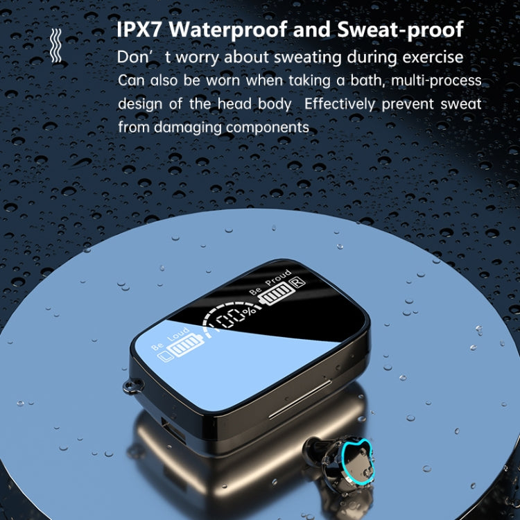 Tai nghe Bluetooth không dây M9 Bluetooth 5.1 TWS màn hình kỹ thuật số gương kèm hộp sạc đèn pin, hỗ trợ cảm ứng & Siri & hiển thị pin, M9 (Đen)