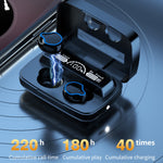 Tai nghe Bluetooth không dây M9 Bluetooth 5.1 TWS màn hình kỹ thuật số gương kèm hộp sạc đèn pin, hỗ trợ cảm ứng & Siri & hiển thị pin, M9 (Đen)