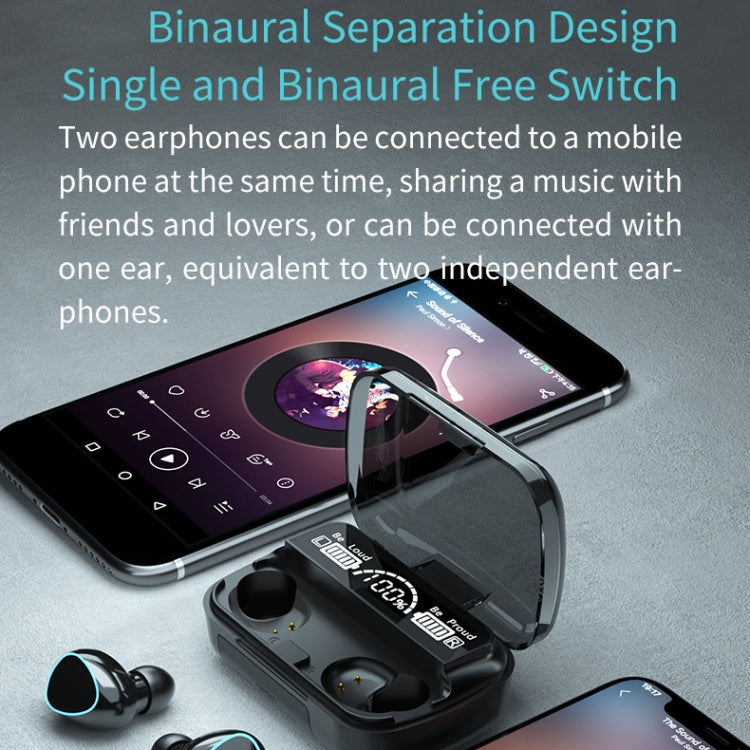 Tai nghe Bluetooth không dây M10 Bluetooth 5.1 TWS màn hình kỹ thuật số kèm hộp sạc, hỗ trợ cảm ứng & Siri & hiển thị pin, M10 Đen, M10 Xanh lá
