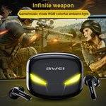 Tai nghe thể thao không dây awei T35 Bluetooth V5.0 TWS chế độ đôi chơi game chống nước IPX5 kèm hộp sạc