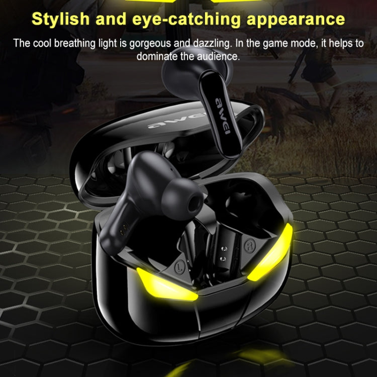 Tai nghe thể thao không dây awei T35 Bluetooth V5.0 TWS chế độ đôi chơi game chống nước IPX5 kèm hộp sạc