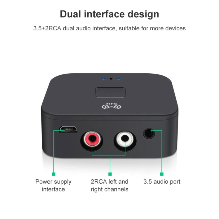 B11 Bluetooth 5.0 Bộ thu AUX NFC sang 2 x RCA Bộ chuyển đổi âm thanh, B11