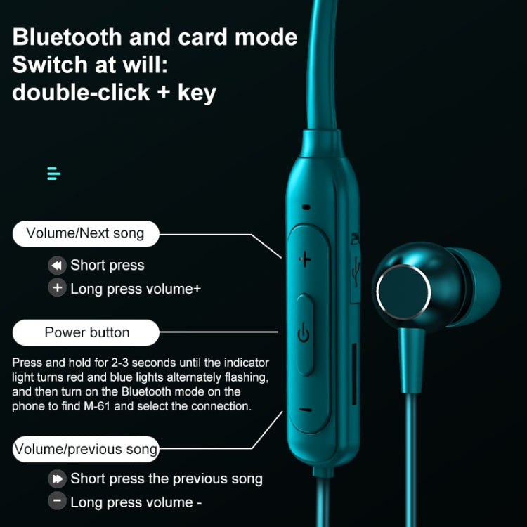 Tai nghe Bluetooth đeo cổ thể thao kinh doanh M61 Bluetooth 5.1 nam châm kim loại stereo