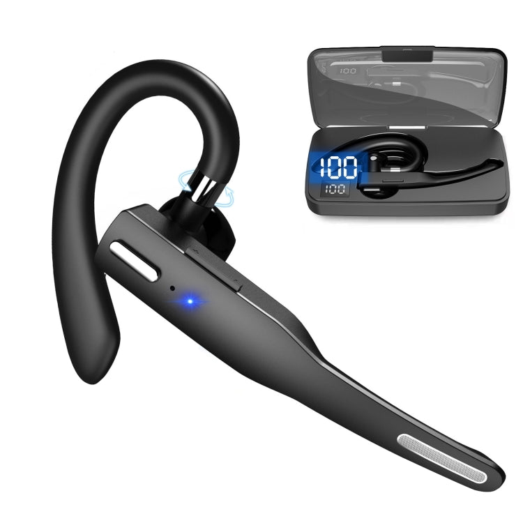 Tai nghe Bluetooth không dây chống ồn móc tai xoay đơn YYK-525 kèm hộp sạc và màn hình kỹ thuật số, YYK-525 kèm hộp sạc