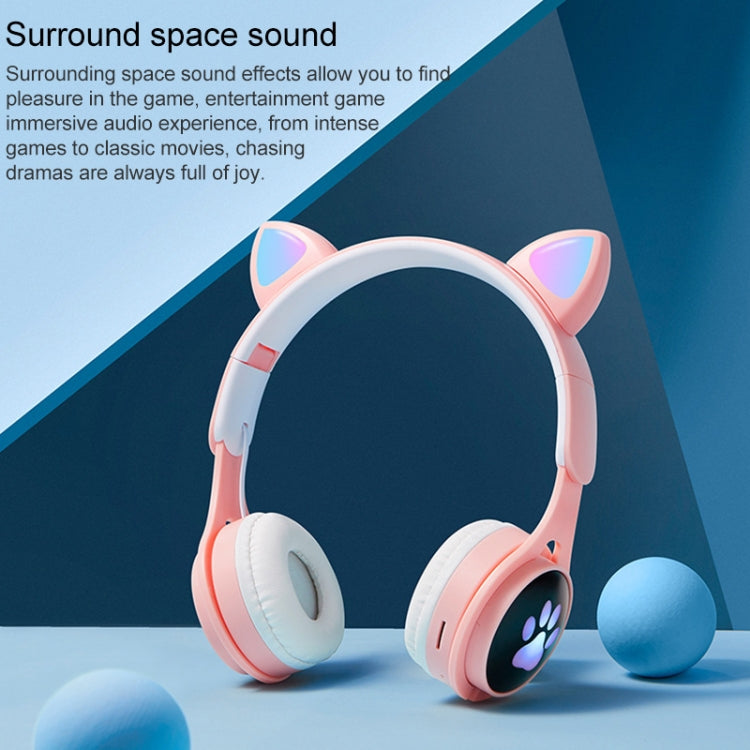 Tai nghe Bluetooth gập tai mèo phát sáng nhiều màu B30 với jack 3.5mm và khe cắm thẻ TF