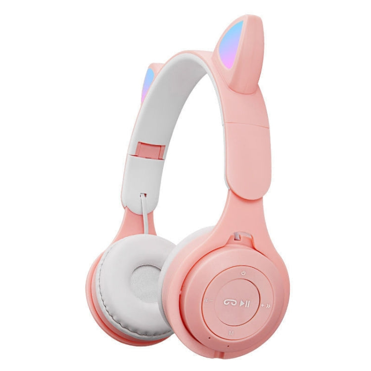 Tai nghe Bluetooth gập tai mèo phát sáng hai màu M6 với jack 3.5mm và khe cắm thẻ TF, hai màu hồng, hai màu xanh, hai màu tím, hai màu trắng