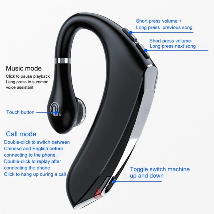 Tai nghe Bluetooth không dây thể thao doanh nhân kiểu treo tai DS800 Bluetooth 5.0 đa năng, Phiên bản cổ điển, Phiên bản cổ điển (Đen), Phiên bản cổ điển (Bạc)