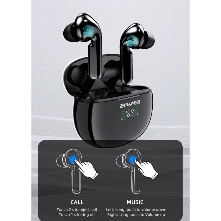 Tai nghe thể thao Bluetooth TWS V5.0 awei T15P có màn hình LED và hộp sạc, T15P