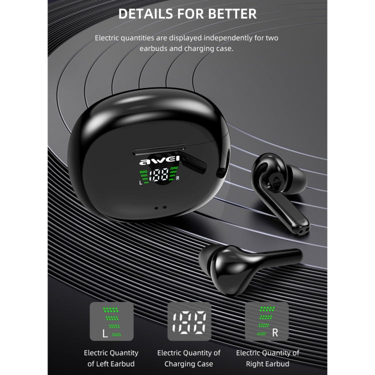 Tai nghe thể thao Bluetooth TWS V5.0 awei T15P có màn hình LED và hộp sạc, T15P