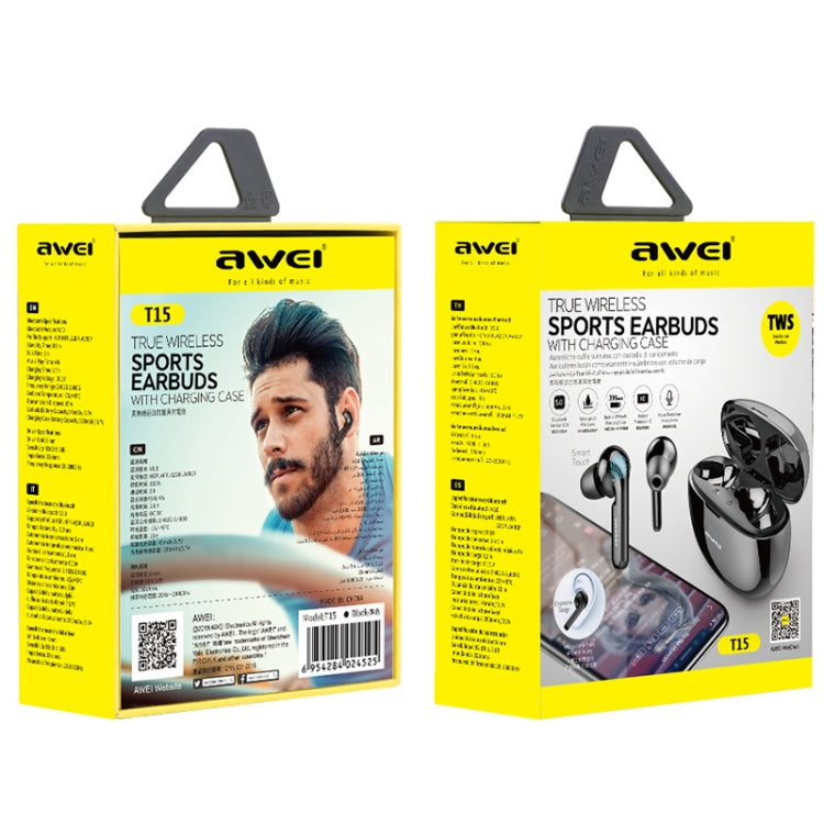 Tai nghe thể thao Bluetooth TWS V5.0 awei T15 có hộp sạc, T15