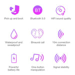 Tai nghe Bluetooth không dây chống nước IPX DT-5 Bluetooth 5.0 với hộp sạc nam châm, hỗ trợ gọi & chức năng sạc dự phòng, DT-5