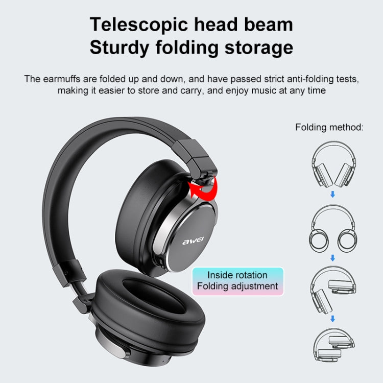 Tai nghe không dây Bluetooth chống ồn ANC gập awei A710BL, A710BL