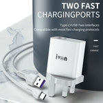IVON AD52 18W USB-C / Type-C + USB Cổng Kép Sạc Nhanh PD