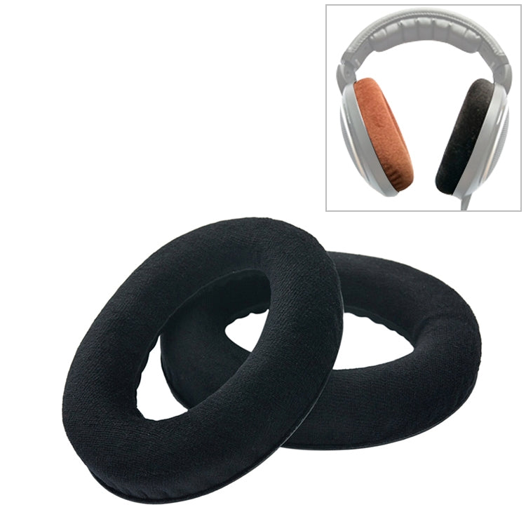 2 cái bọc đệm tai nghe vải flannel thay thế cho Sennheiser HD515 / HD555 / HD595 / HD598 / HD558 / PC360 kèm bông điều chỉnh âm, nhung đen, nhung nâu